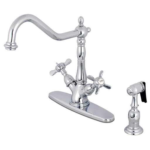 Kingston Brass Satin Nickel 2 Handle Deck Mount Kitchen Faucet KS1148P 