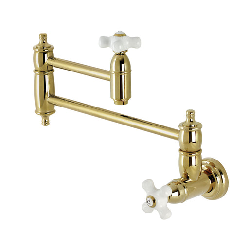 Kingston Brass Restoration KS3102AL Two-Handle 1-Hole Wall Mount Pot  Filler, Polished