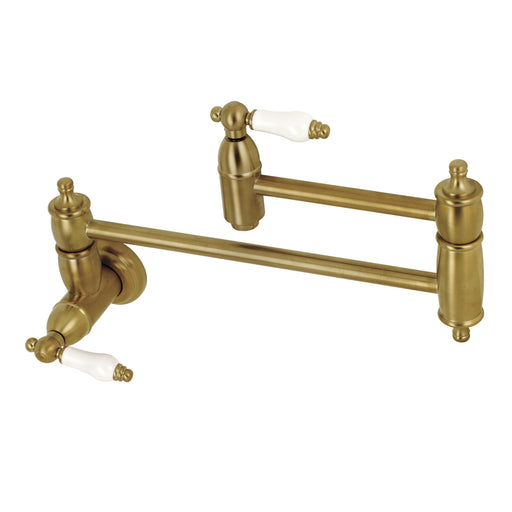 Kingston Brass Restoration KS3102AL Two-Handle 1-Hole Wall Mount Pot  Filler, Polished