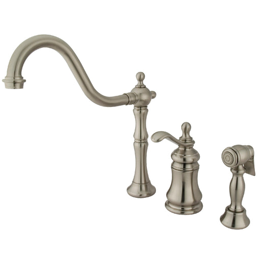 Kingston Brass KS414PB Polished Brass Concord 1.8 GPM Widespread Bridge  Kitchen Faucet - Includes Escutcheon 