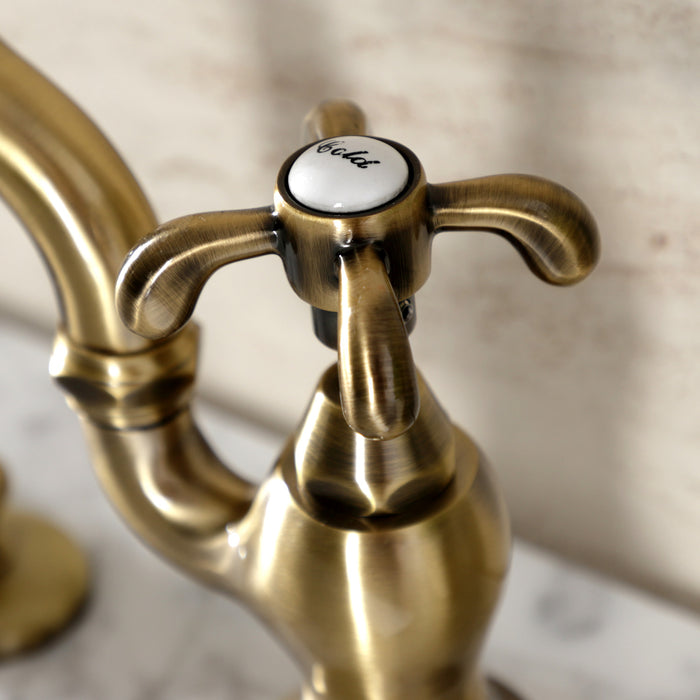 Kingston Brass KS7973TX French Country Bridge Bathroom Faucet Pop-Up, Antique  Brass 並行輸入品