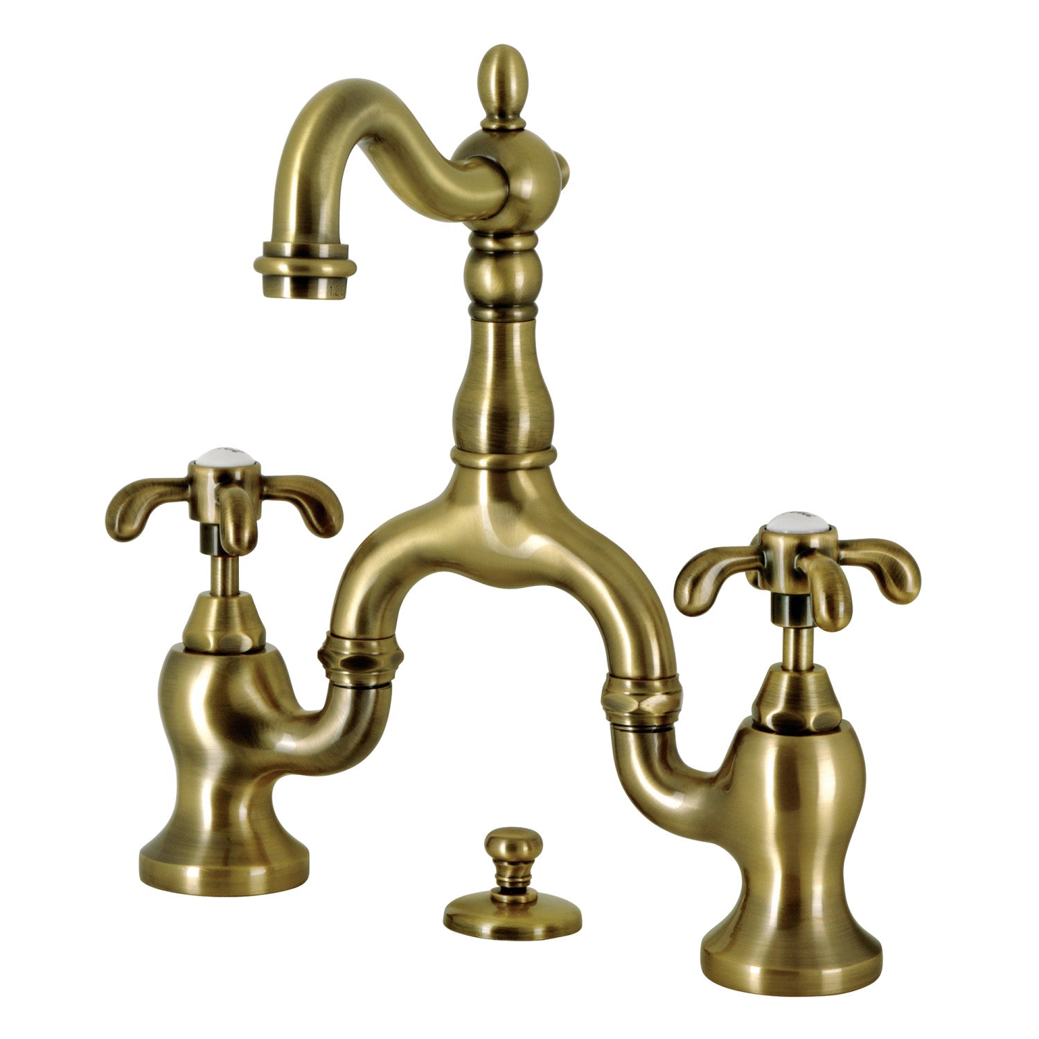 Kingston Brass KS7973TX French Country Bridge Bathroom Faucet Pop-Up, Antique  Brass 並行輸入品