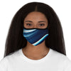 Blue and White Abstract Fitted Polyester Face Mask