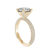 Round Basket With Pave Prongs and Trio Pave Ring