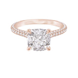 Cushion Trio Pave Cathedral With Invisible Halo Ring