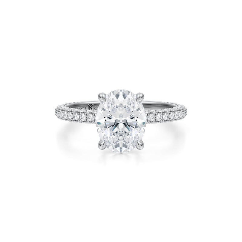Oval Halo With Trio Pave Ring  (1.20 Carat E-VS1)