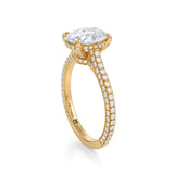 Oval Trio Pave Cathedral Ring With Low Pave Basket  (3.50 Carat E-VVS2)