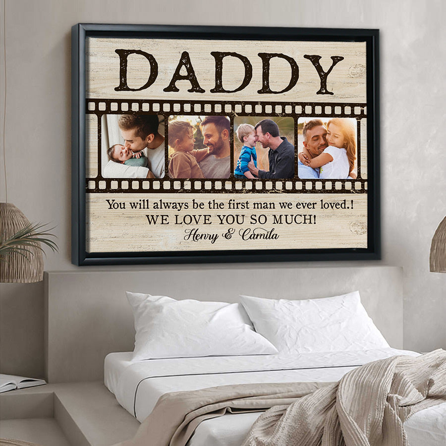 Father’S Day Personalized Gifts Dad Custom Photo Canvas From Kids