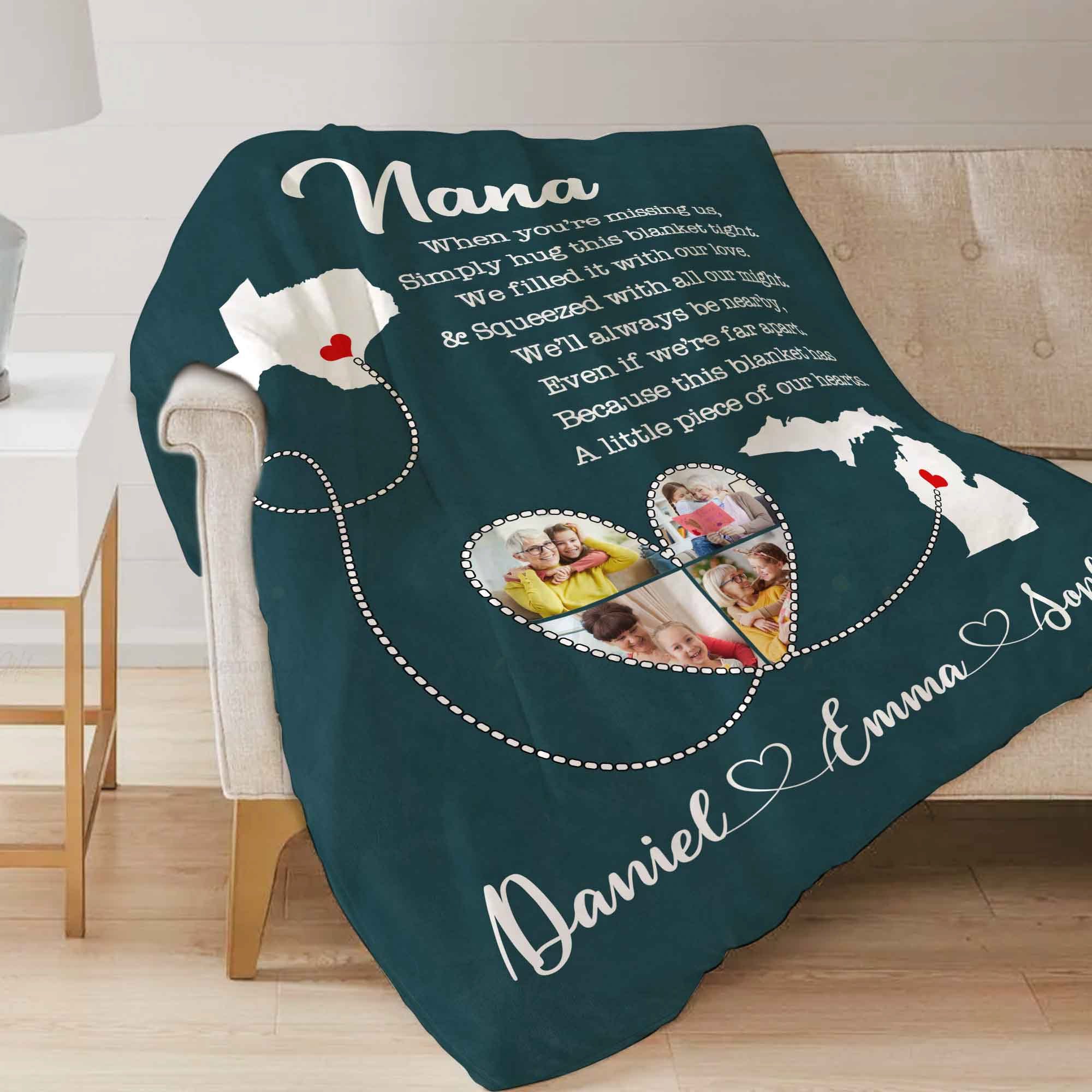 Personalized Nana Blanket | Personalized Throw Blanket | 50 inch x 60 ...