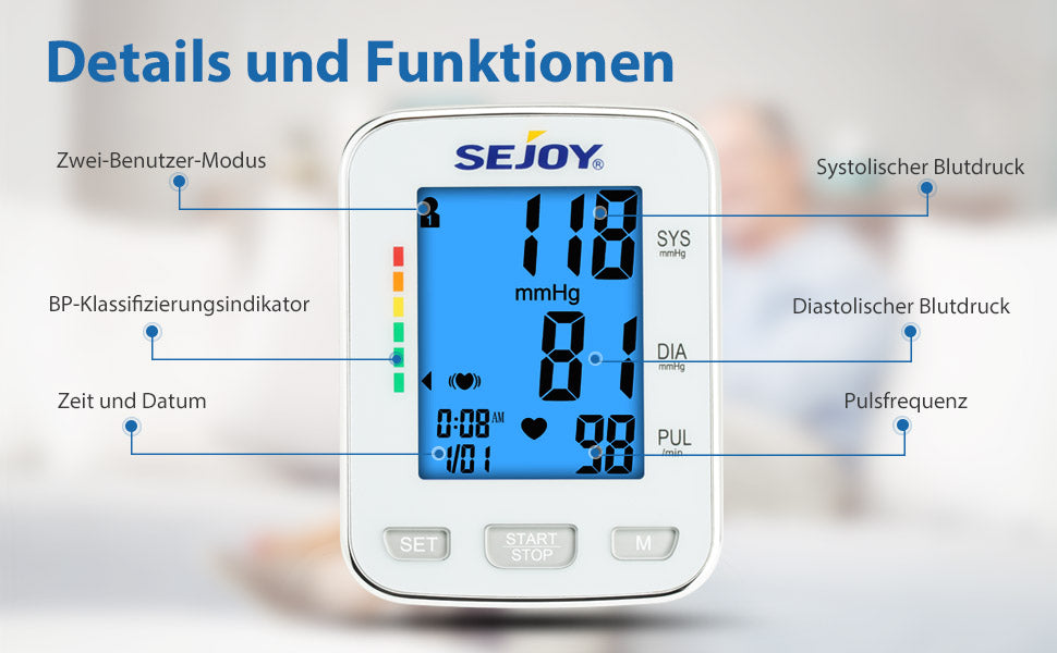 reagere drag Tablet Blodtryksapparat til håndled DBP-2242-1 - SEJOY butik