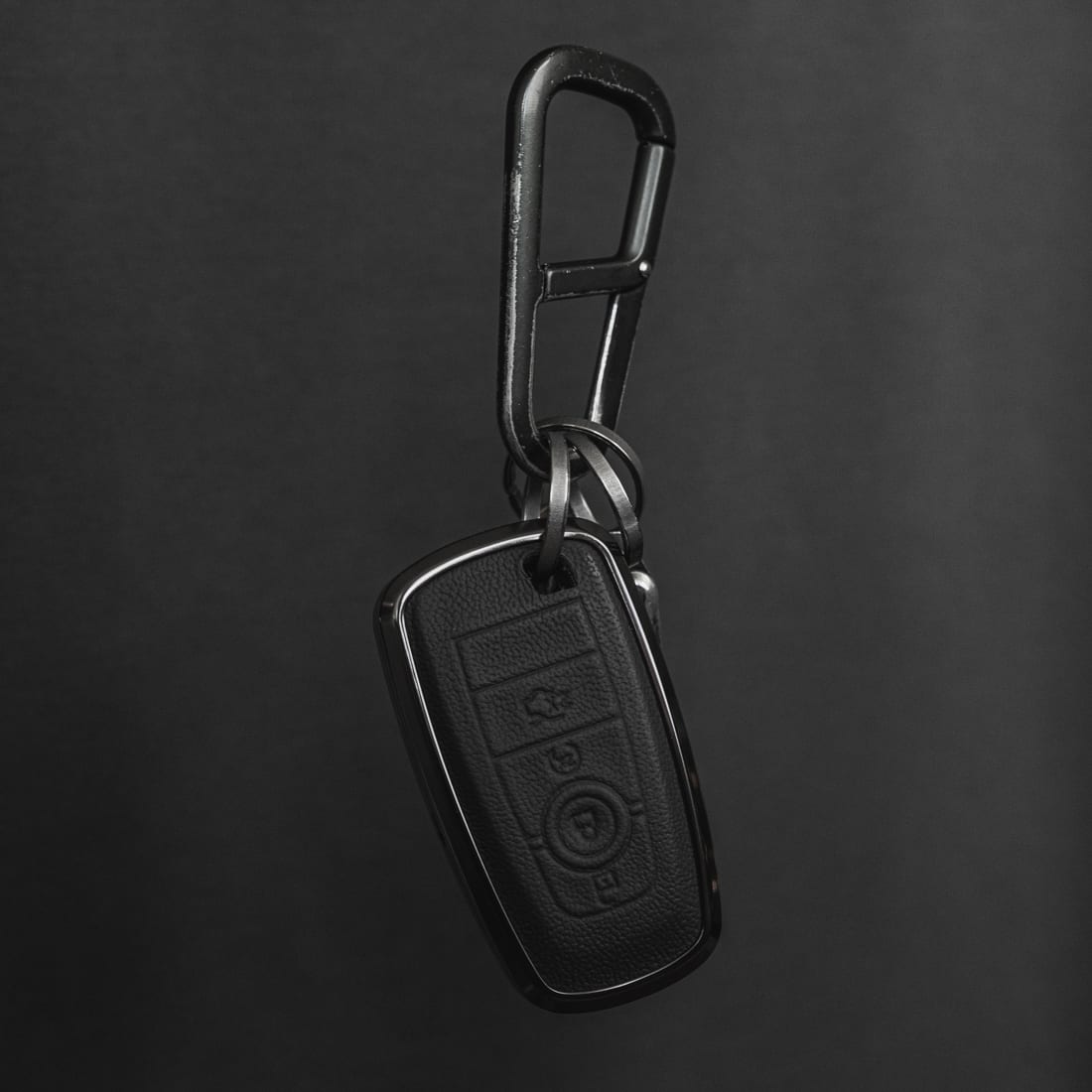 Leather Key Fob Keychain w/Bronco Script Emblem