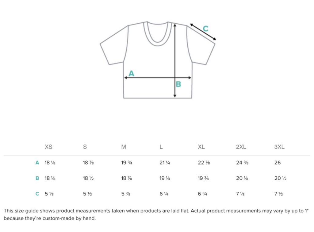 Size guide for Crop Tops