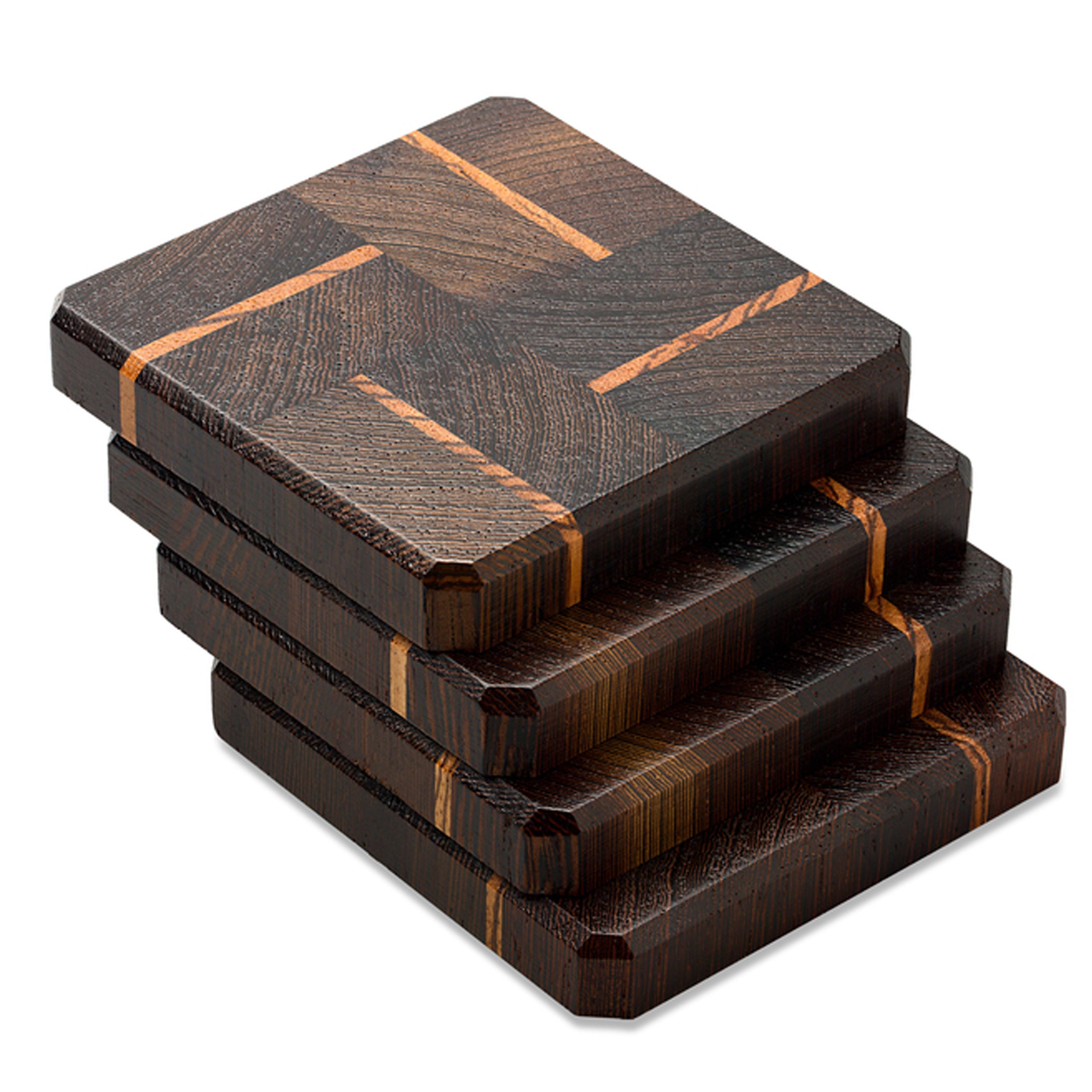 Tiger Wood Coasters Edge Grain (Set of 4) A & E Millwork