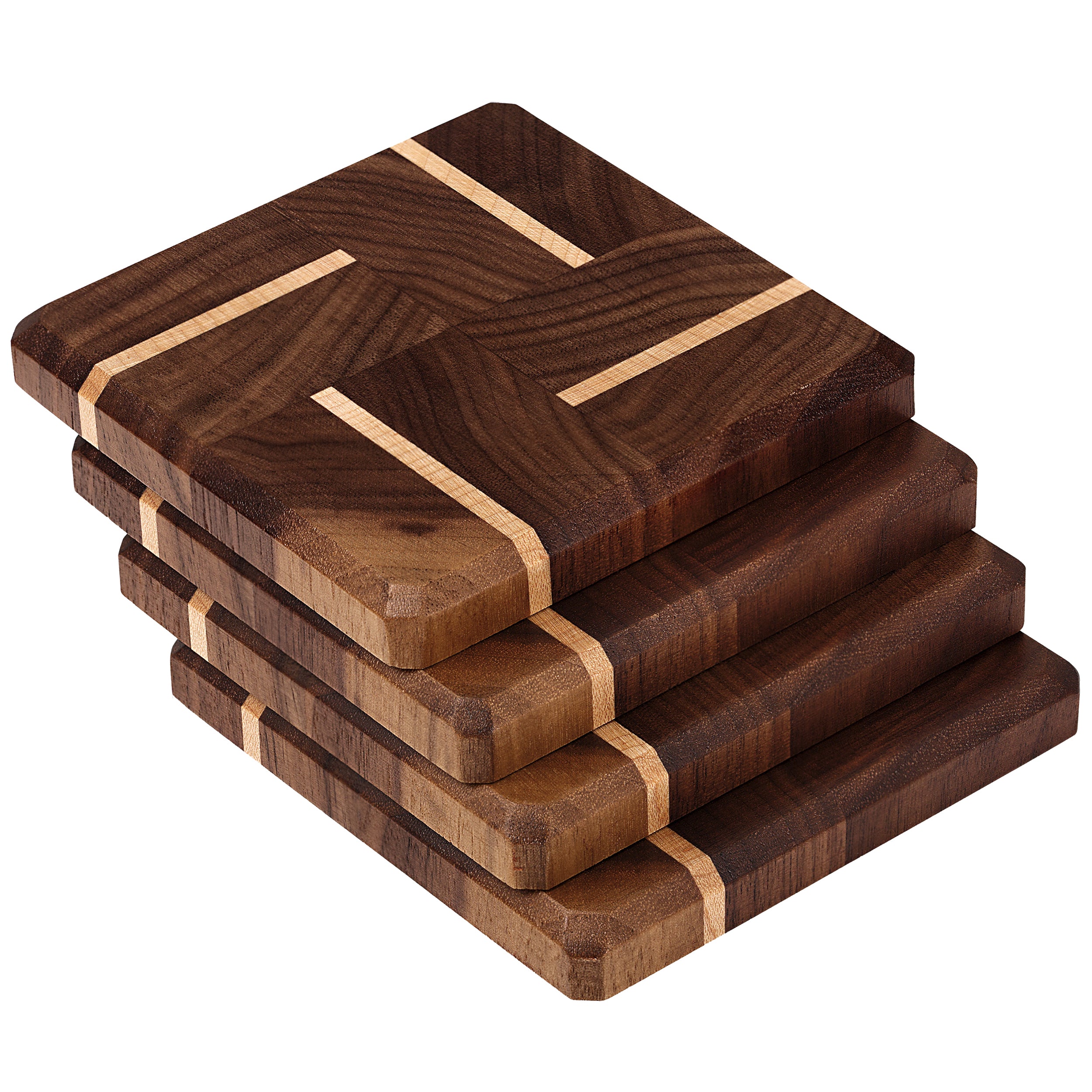 Natural Walnut Wood Coasters, Modern Design