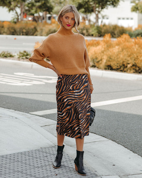 Xavier Satin Tiger Print Midi Skirt - FINAL SALE – InsStreet