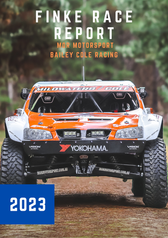 Cover page of Finke Race Report has photo of trophy ute and 2023 