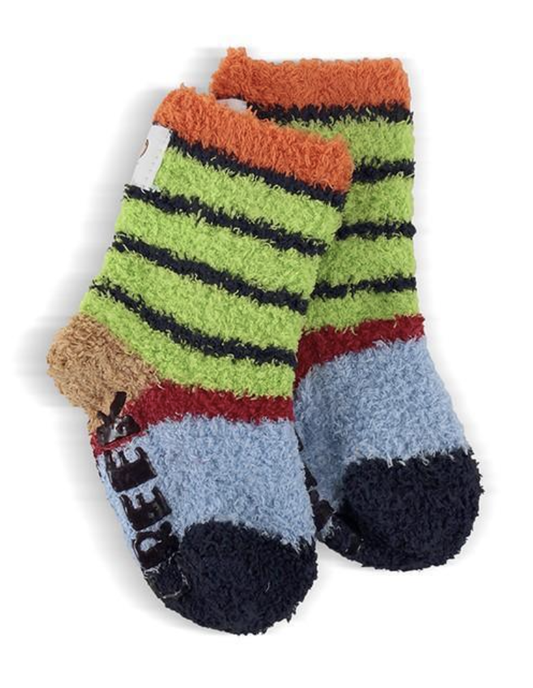 Jefferies Socks Unicorn and Rainbow Fuzzy Non-Skid Slipper Socks 2 Pair Pack