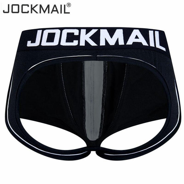 JOCKMAIL Men Underwear Open Back Sexy Double Piping Bottomless Brierf  Cotton Men Brief Backless (M, Black) at  Men's Clothing store