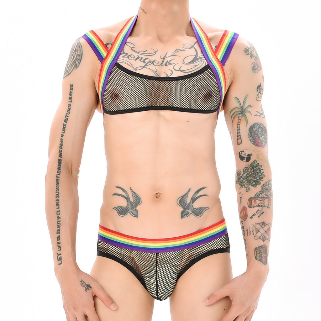 Gay Pride Mesh Harness + Underwear Outfit – Queer In The World: The Shop