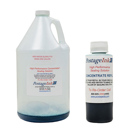 Sealing Solution Concentrate in One gallon and refill sizes from PostageInk.com