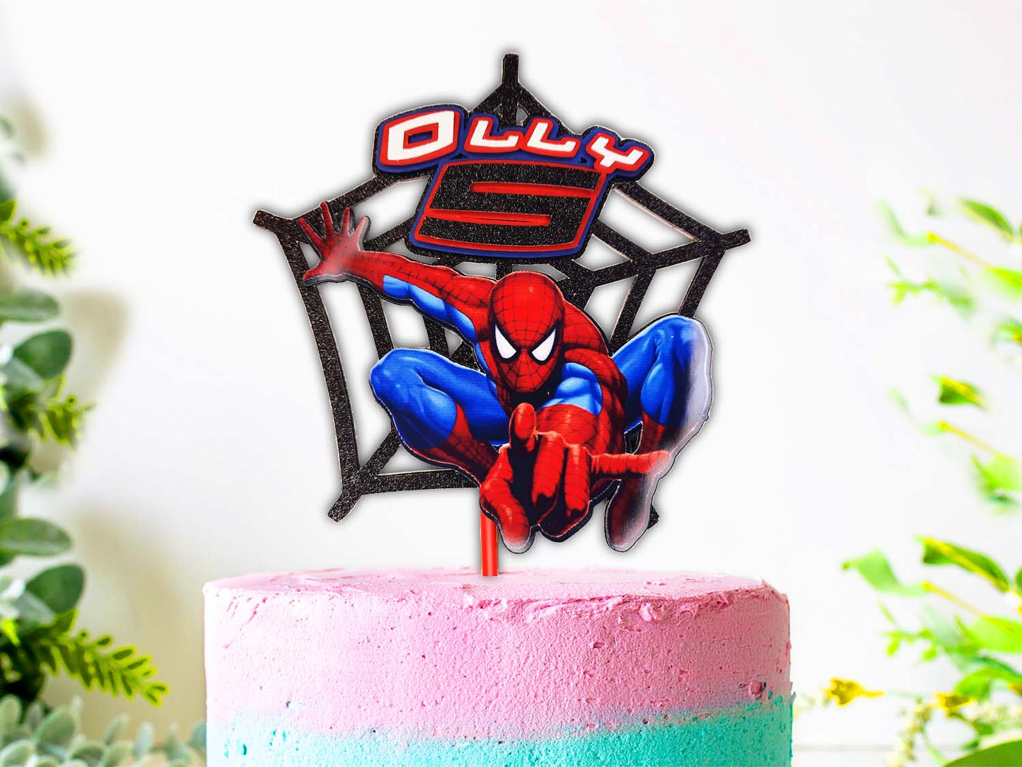 Spiderman 3D Glitter Craft Card Birthday Cake Topper – 