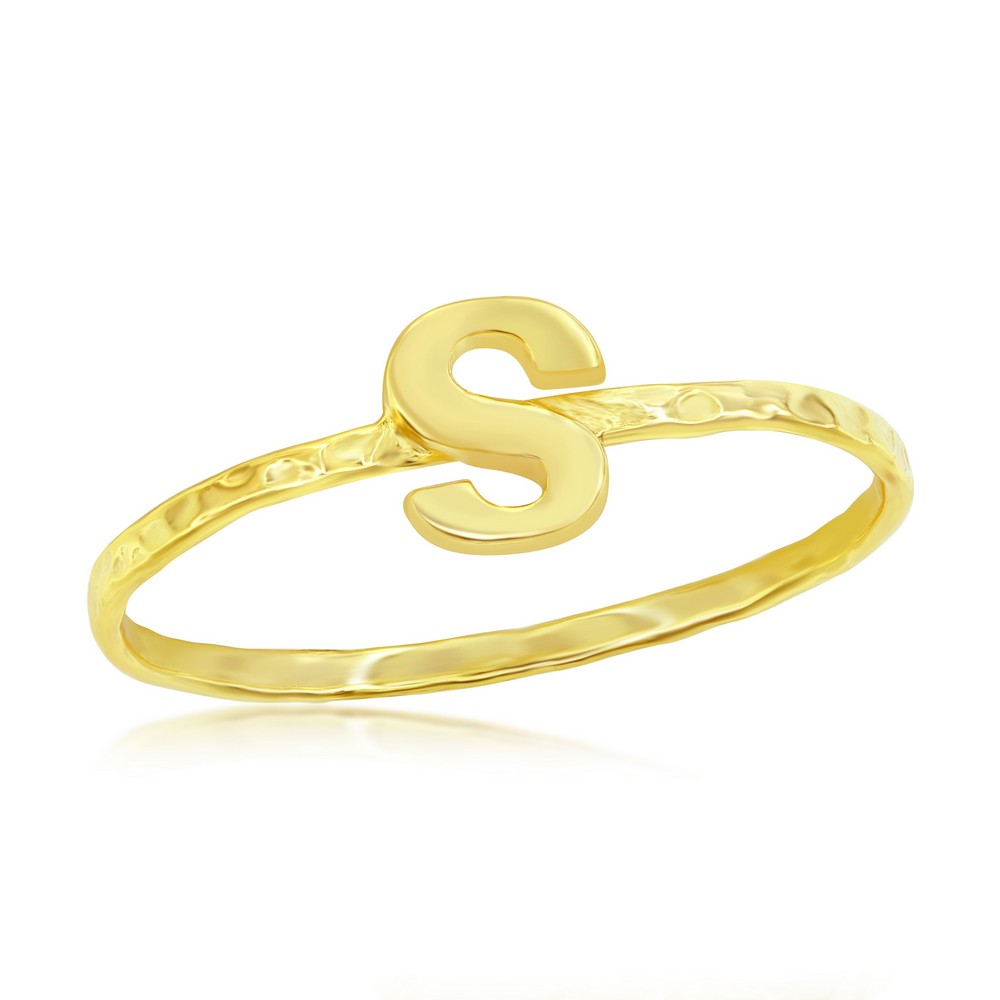 Sterling Silver Initial S Ring – TreasureFineJeweler