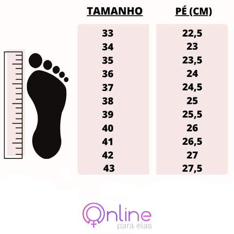 Tabela de medidas da Sandália Ortopédica Fashion Confort-Plus