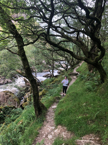 Walking with friends near Twm Sion Cati's cave in Carmarthenshire