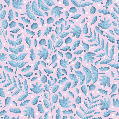 blue leaf pattern design on pink background