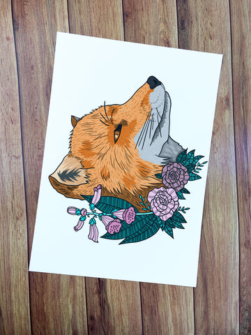 fox illustration art print