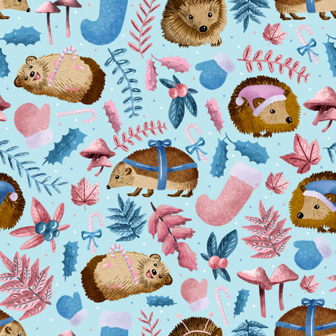 hedgehog festive pattern design