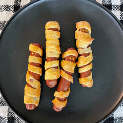 Keto Halloween Hot Dog Mummy using ROSETTE'S Dough Mix