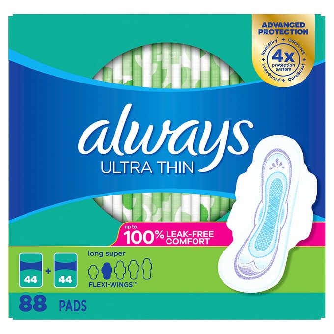 always Ultra Thin Advanced Long Pads, 88-count