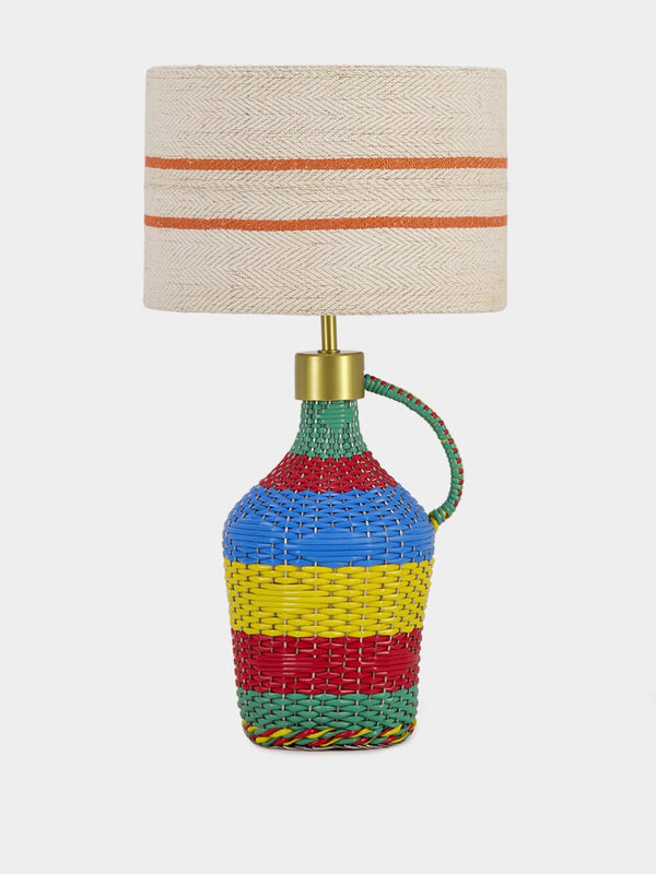 Striped Orange Linen Lampshade