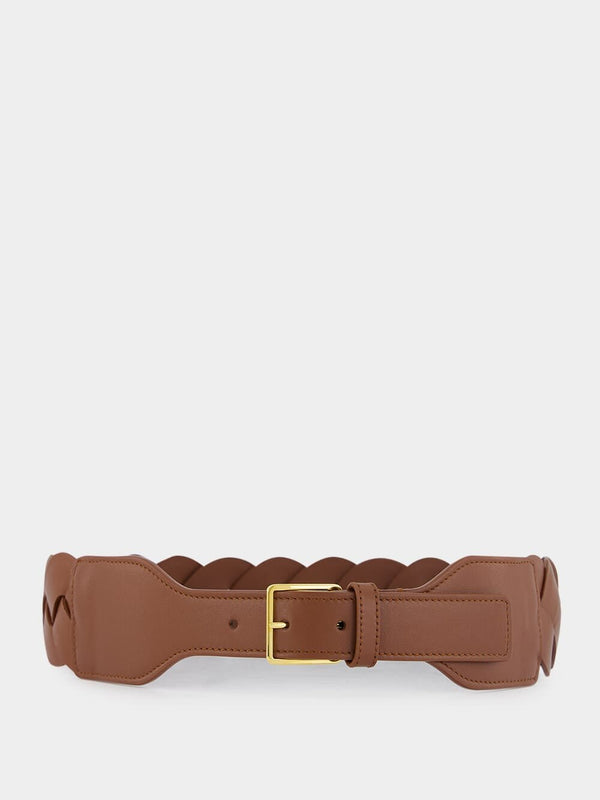 FASHIONGEN - Women genuine Italian leather belt LUNA, Made in France - Beige,  65 cm (26 in) / Waist size 23 to 25 at  Women's Clothing store