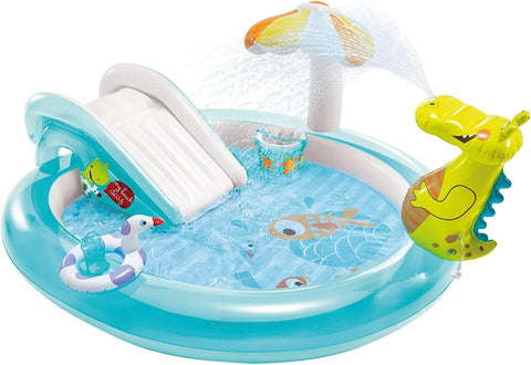 Bassin gonflable pour enfants avec toboggan et seau d'arrosage - AlligatorPool livraison partout au maroc magasin de jouet kidcado