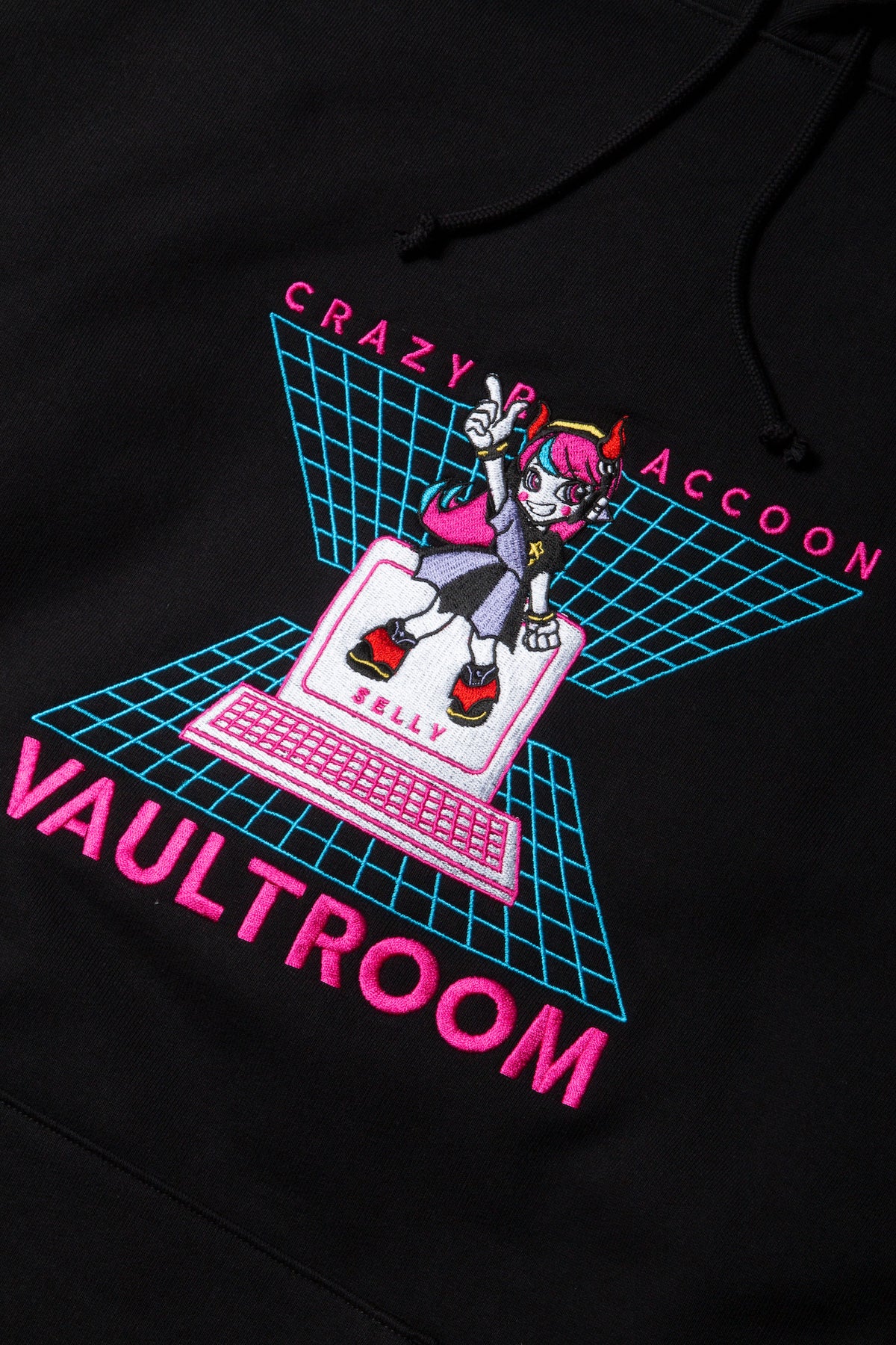 ホワイトブラウン vaultroom CRAZY raccoon パーカー selly Lサイズ