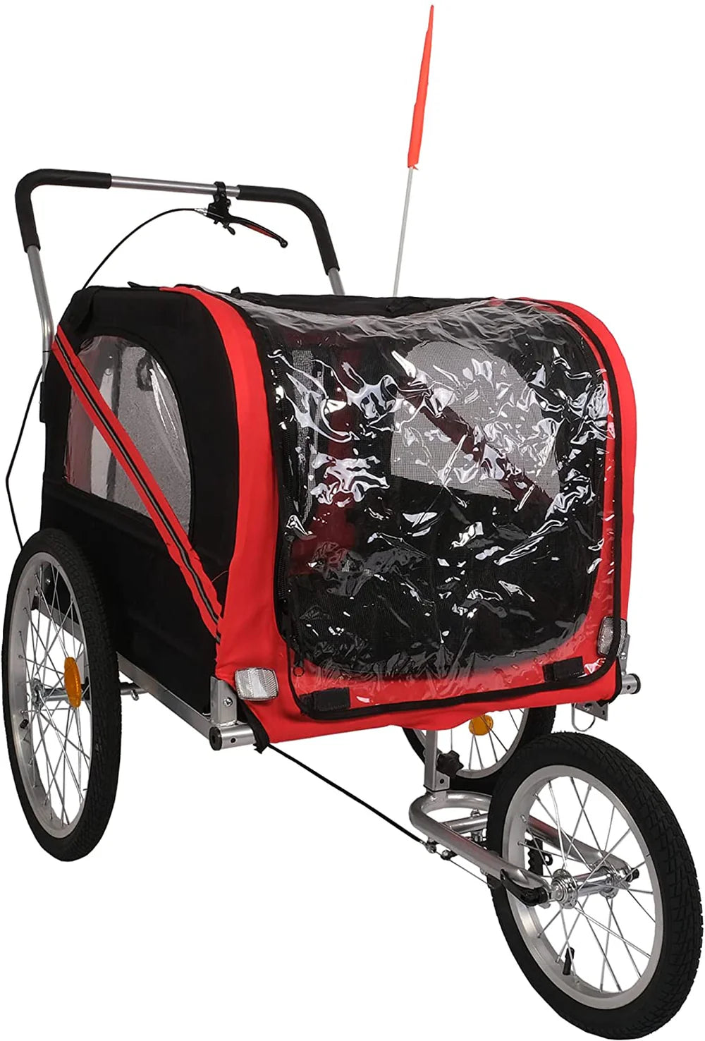 Dog Bike Trailer Cart 2 in 1 Pet Bicycle Stroller with Parking Brake