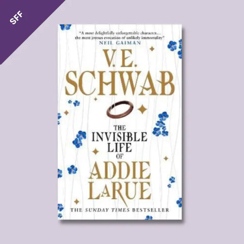 A cover image of The Invisible Life of Addie LaRue, by V.E Schwab - the SFF choice for the Paperback Down Subscription Box this month