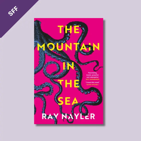 Image shows a cover of The Mountain In The Sea by Ray Nayler