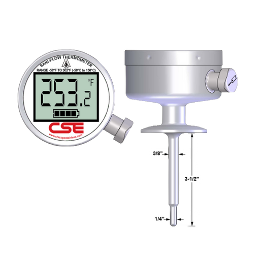 2N-C-1/4NPT-GF-BT) CSE Insta-Flow SS Industrial Pressure Gauge, 0