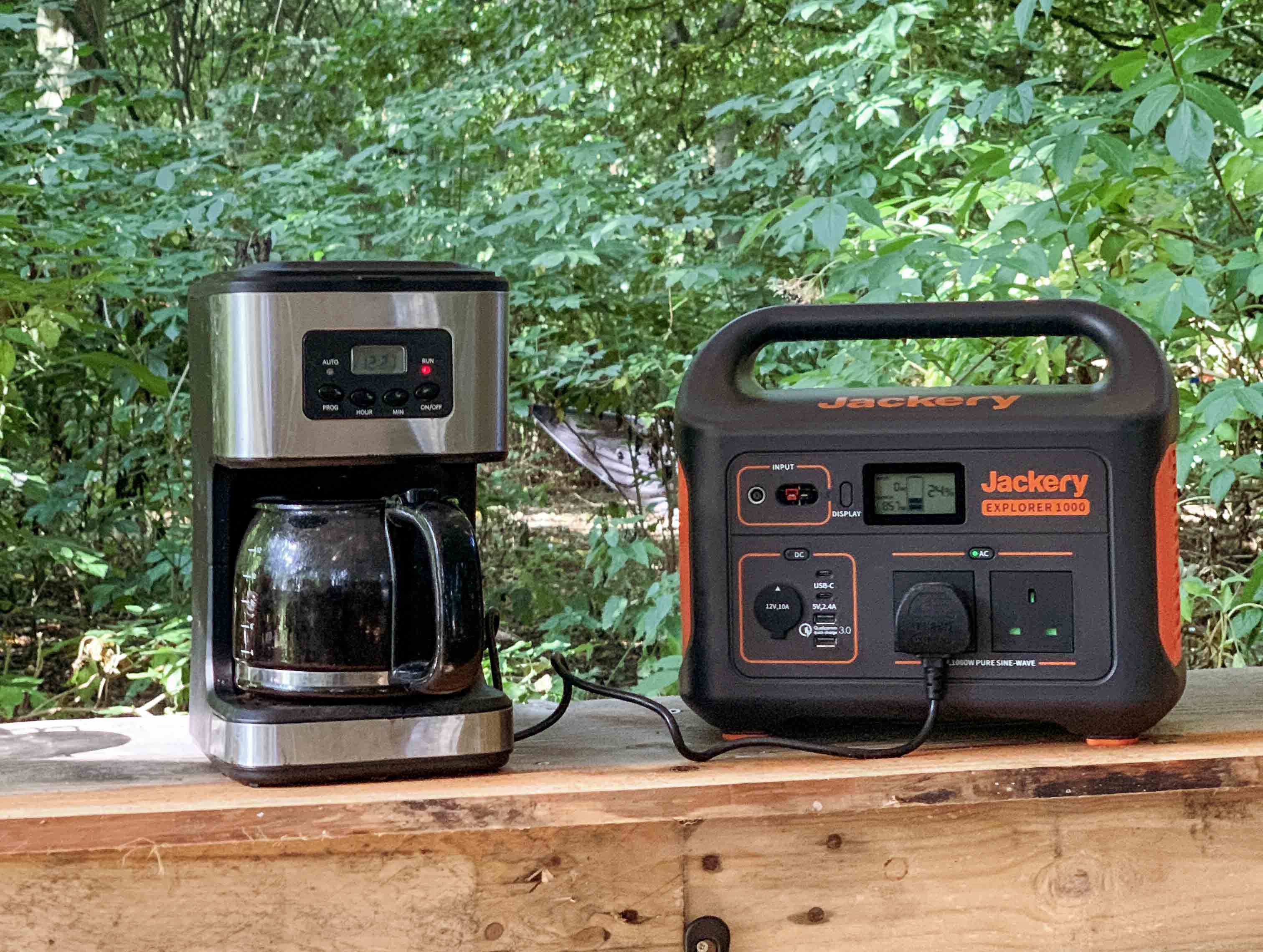 Jackery solar generator for coffee maker in camping