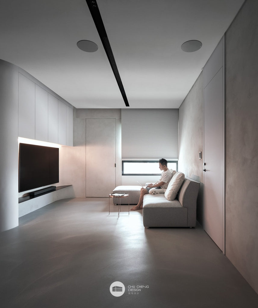 極簡客廳裝潢風格特色:多採用黑、白、灰經典色系