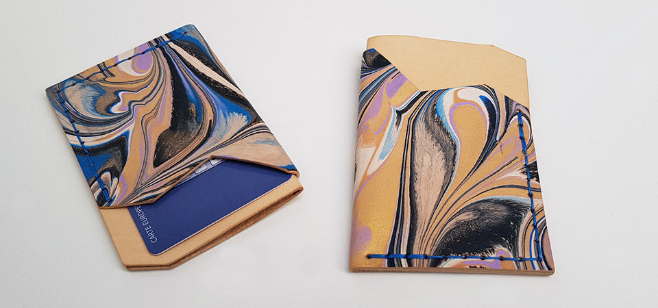 Porte-carte peinture marbling