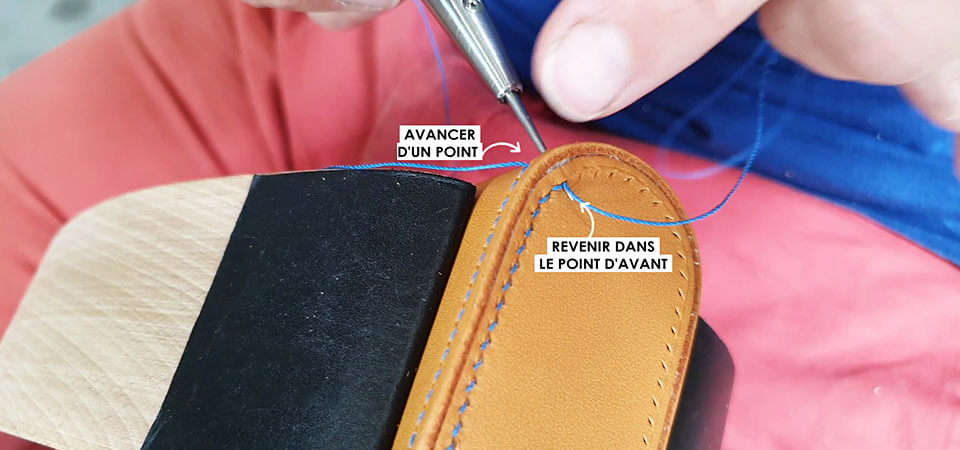 Guide couture d'angle du cuir