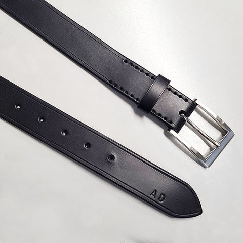 stitched leather belt with holes