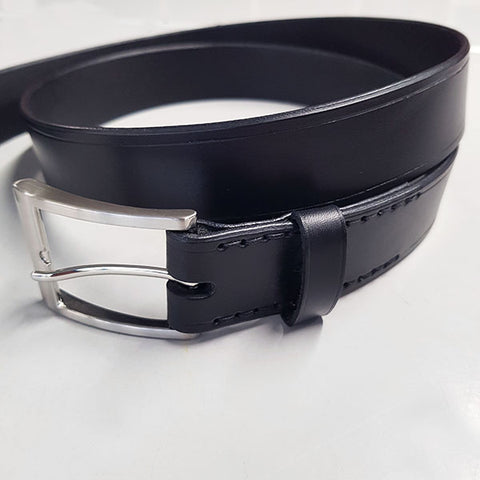 stitched leather belt with holes