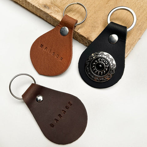 colored leather key ring
