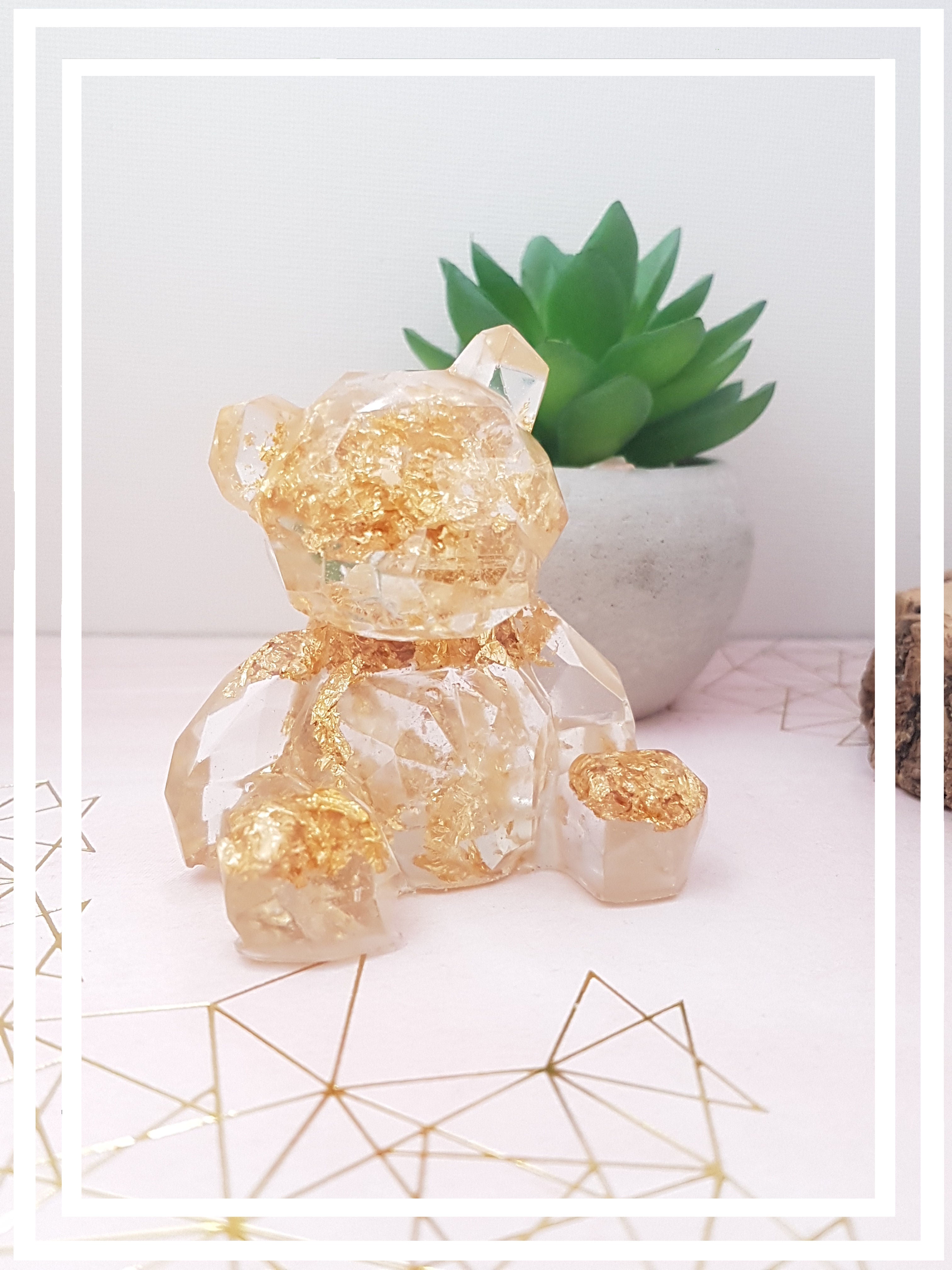 Large resin gold leaf bear