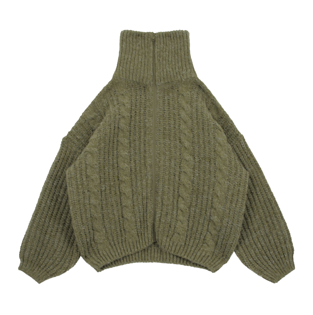 Merrier Cable Collar-neck Knit Zipup